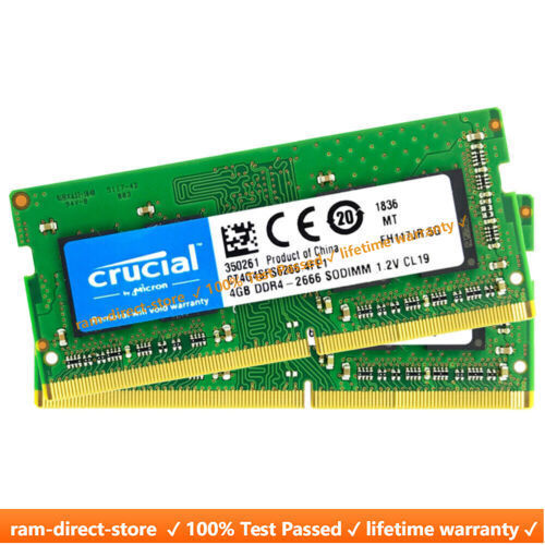 CRUCIAL DDR4 4GB 2666 MHz PC4-21300 Laptop SODIMM Notebook Memory RAM 2pcs 4GB