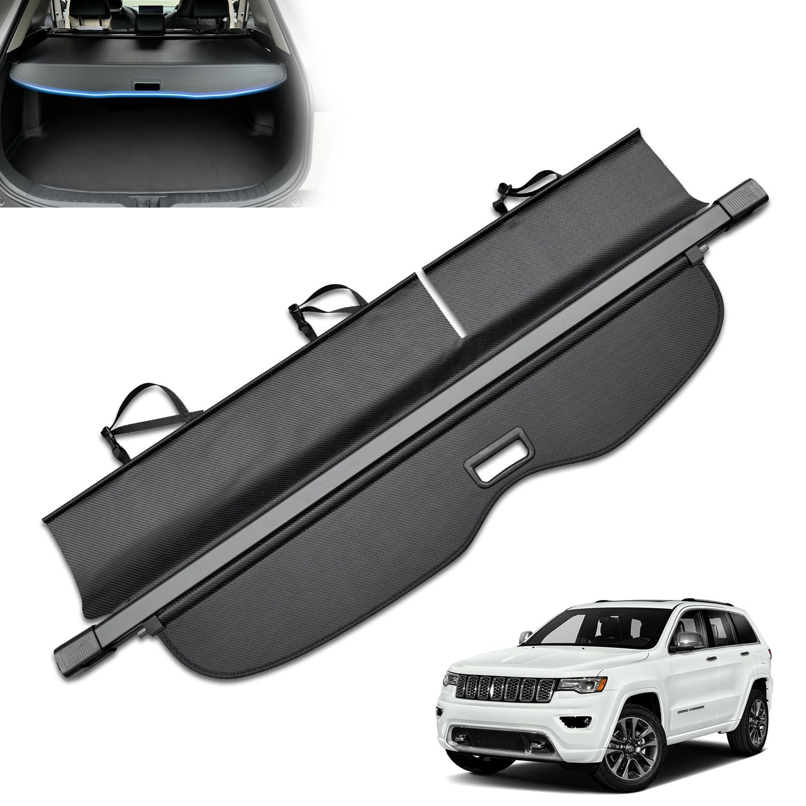 Carbon Fiber Retractable Cargo Cover Trunk Luggage Shield for Jeep Grand