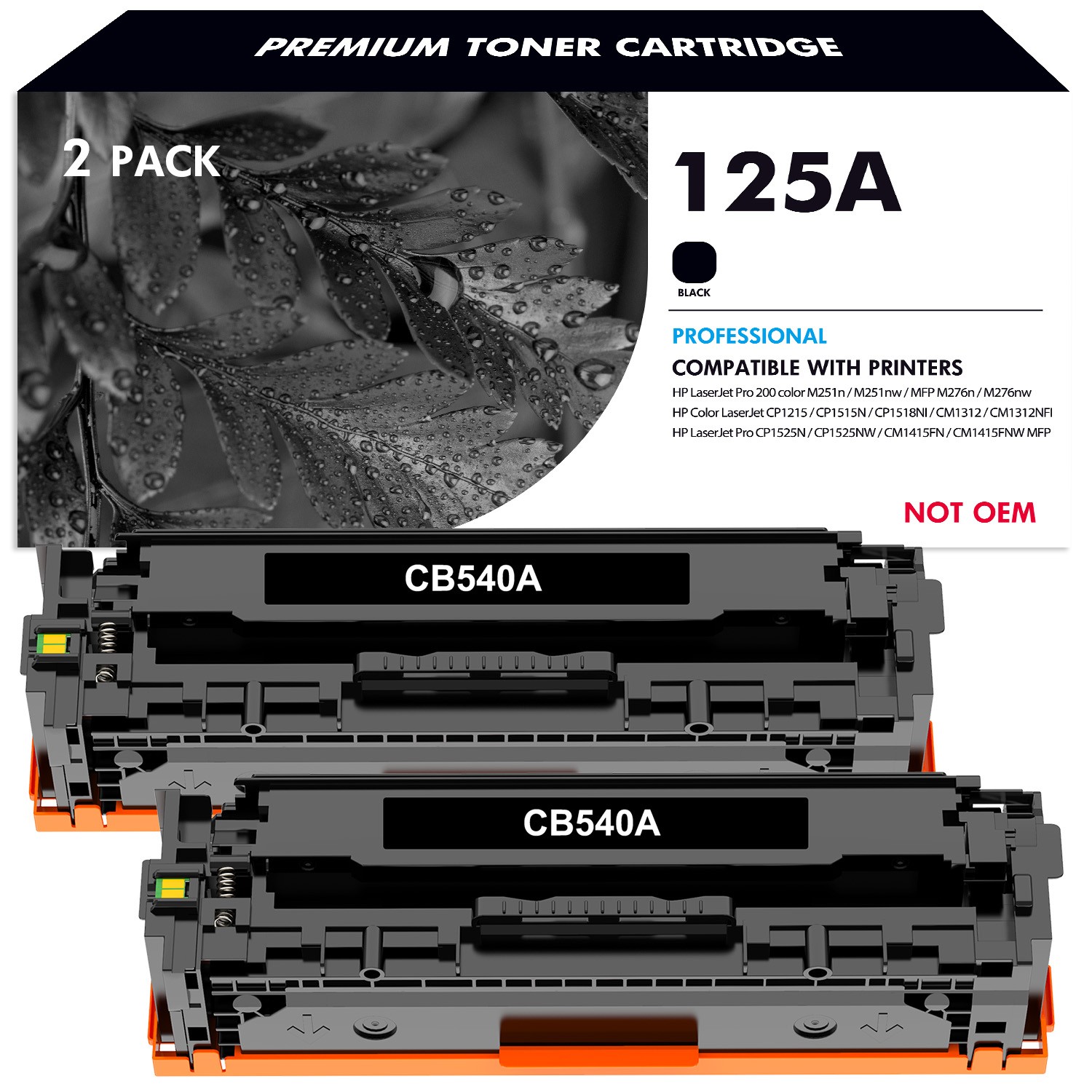 2 Pack CB540A Toner Cartridge Replace for HP LaserJet CM1312 MFP CP1215 CP1518ni