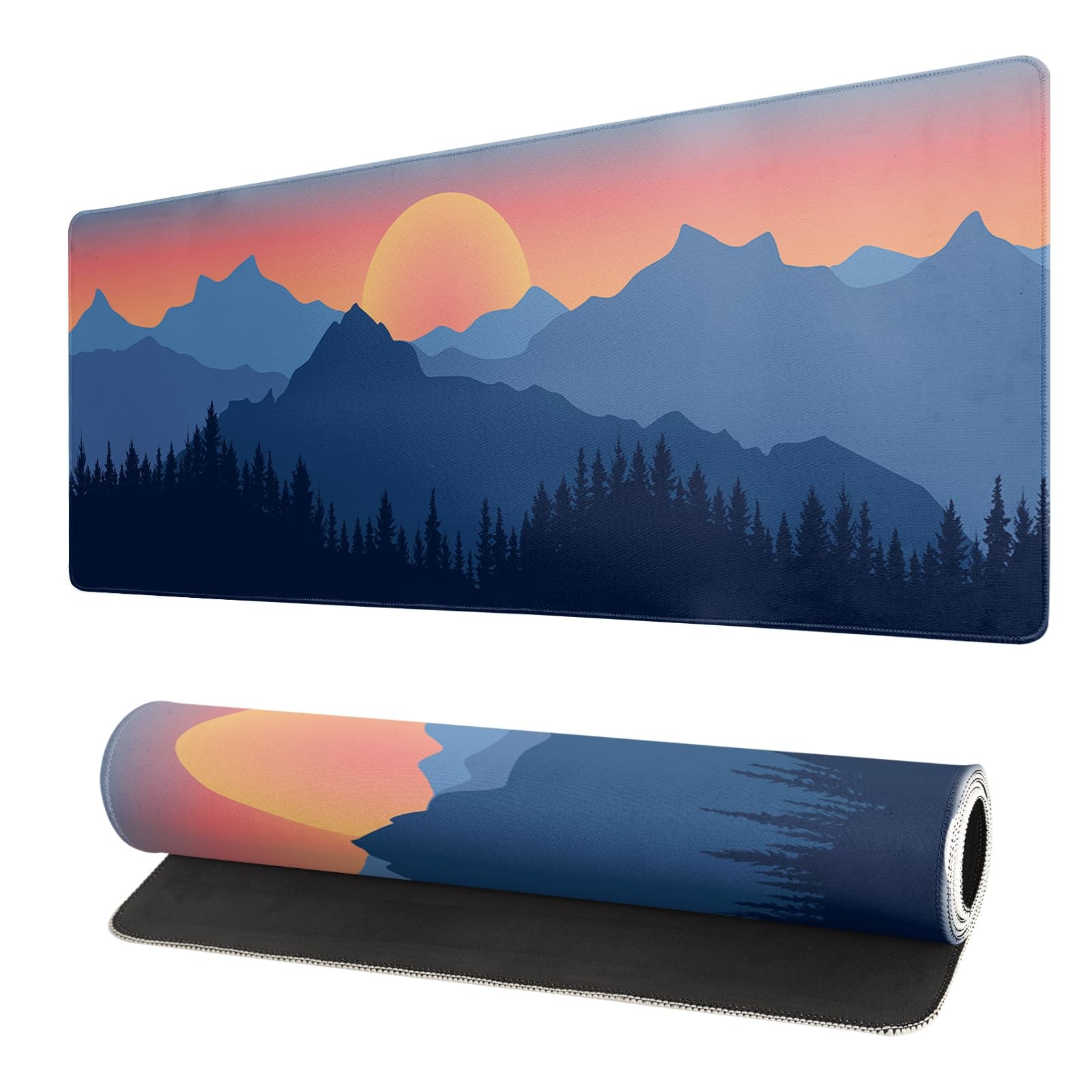 Japanese Mountain Landscape Gaming Mouse Pad Extended Large Mousepad with Non...