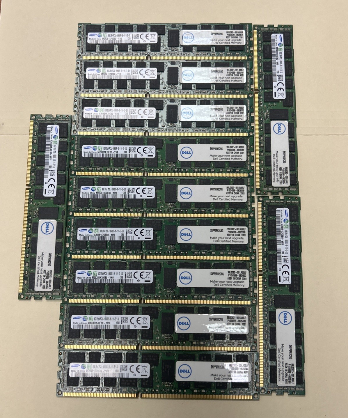 Lot of 12 Samsung 8GB  2Rx4 PC3L 10600R Server RAM M393B1K70EB0-YH9