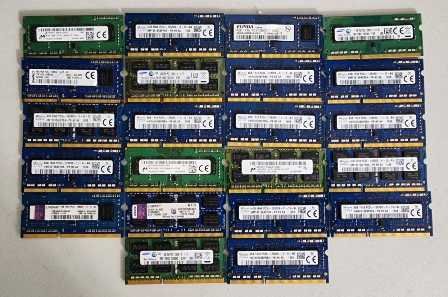 Lot of 22 Pcs 4Gb (22x 4GB = 88GB) Assorted DDR3 Laptop Ram Modules