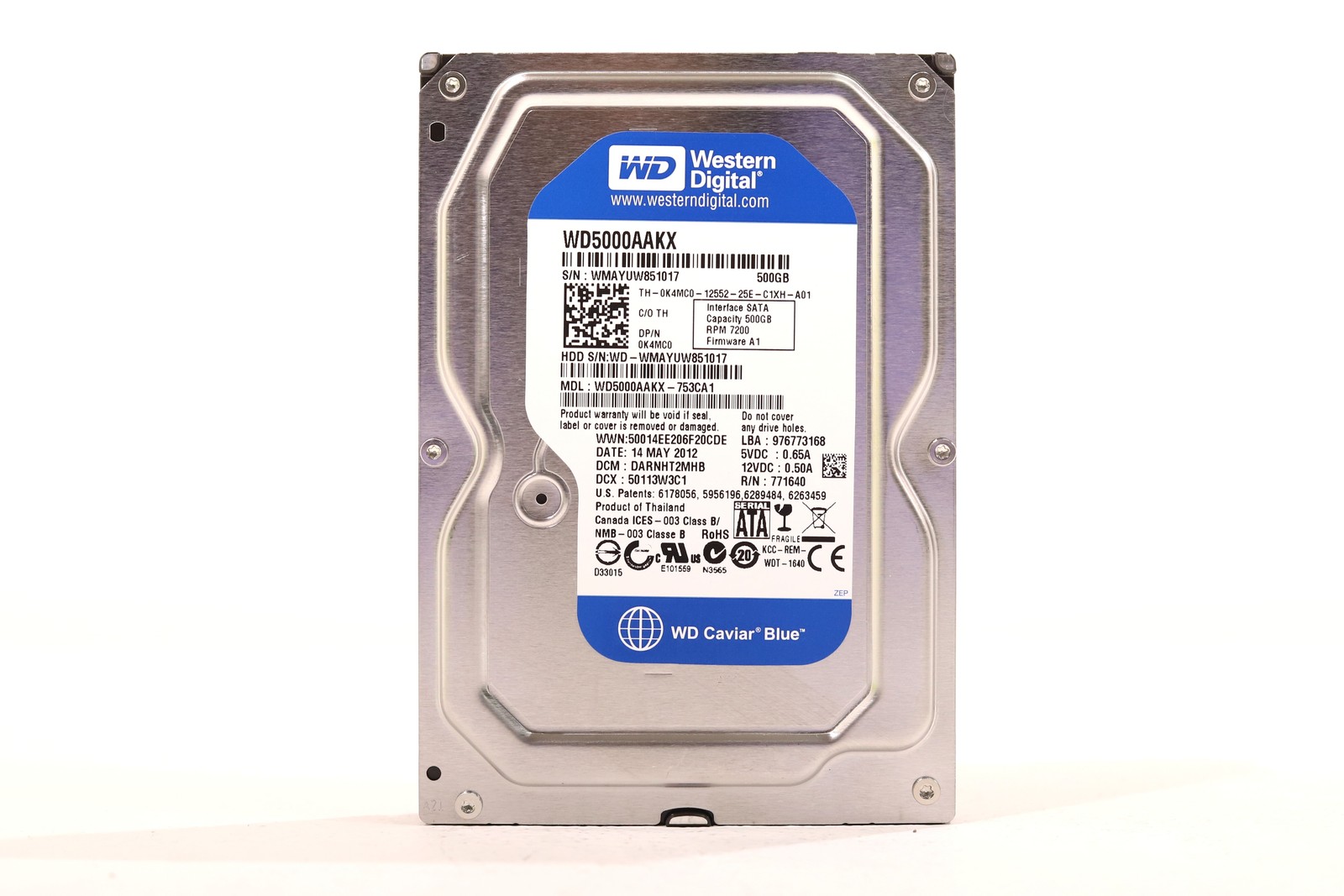 WD WD5000AAKX-753CA1 500GB 3.5" 16MB 6Gb/s 7.2K RPM SATA HDD Dell P/N: 0K4MC0