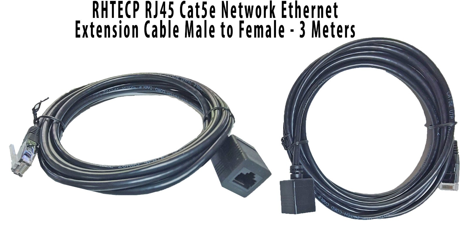 RHTECP RJ45 CAT5E Network Ethernet Extension Cable Male to Female - 3 Meters
