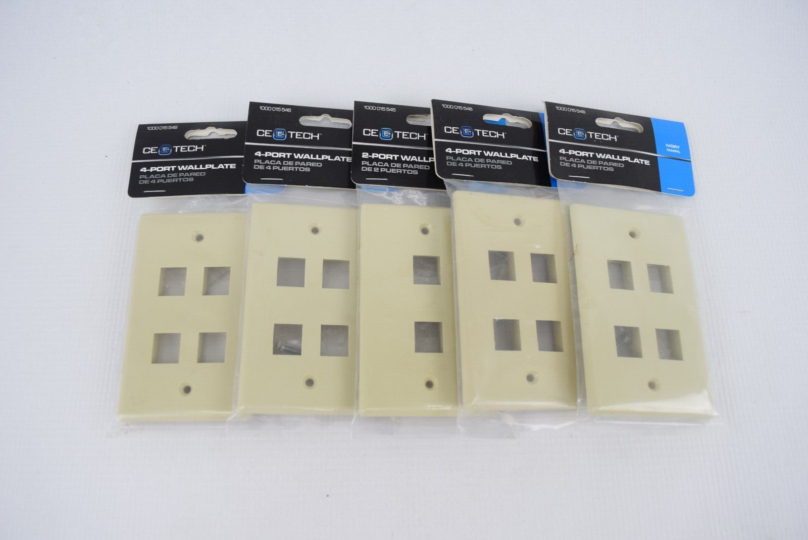 CE Tech 1000015546 4 Port 2 Port Wall Plate Keystone Wall Plate Cover Lot of 5