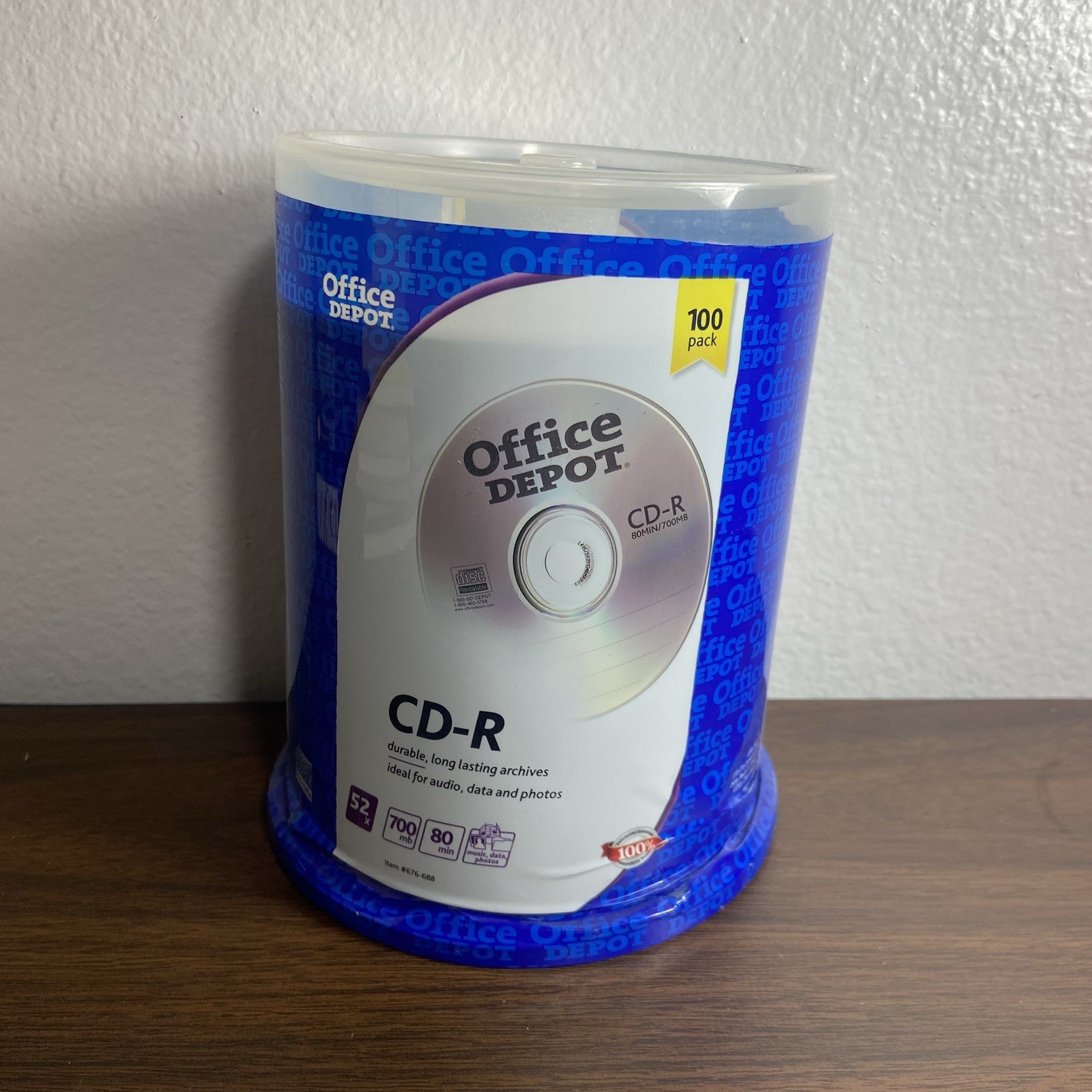 Office Depot CD-R 52X 700MB/80MIN 100 Pack Spindle Sealed Brand New Blank CD-Rs