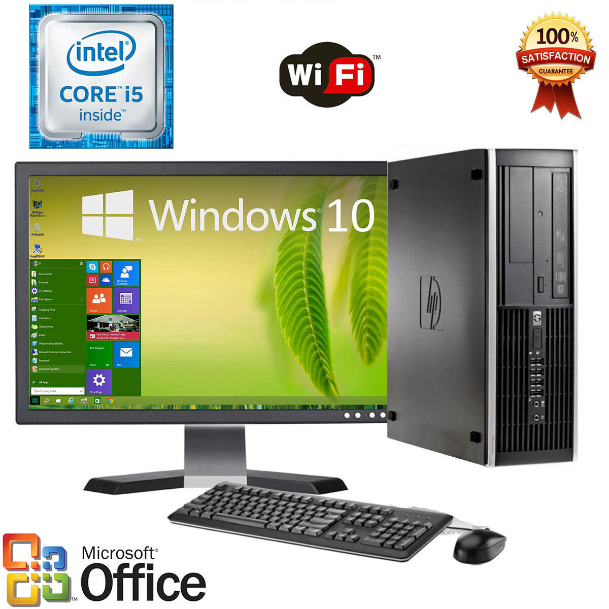 Fast HP Desktop Computer PC Core i5 SSD 1TB 16GB 23" WiFi Win10 Office 2019