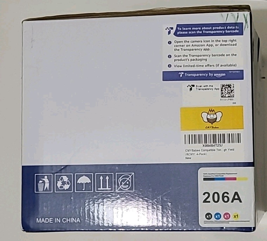 206A Toner Cartridge Replacement (Set of 4) 206A High Yield No Chip Open Box