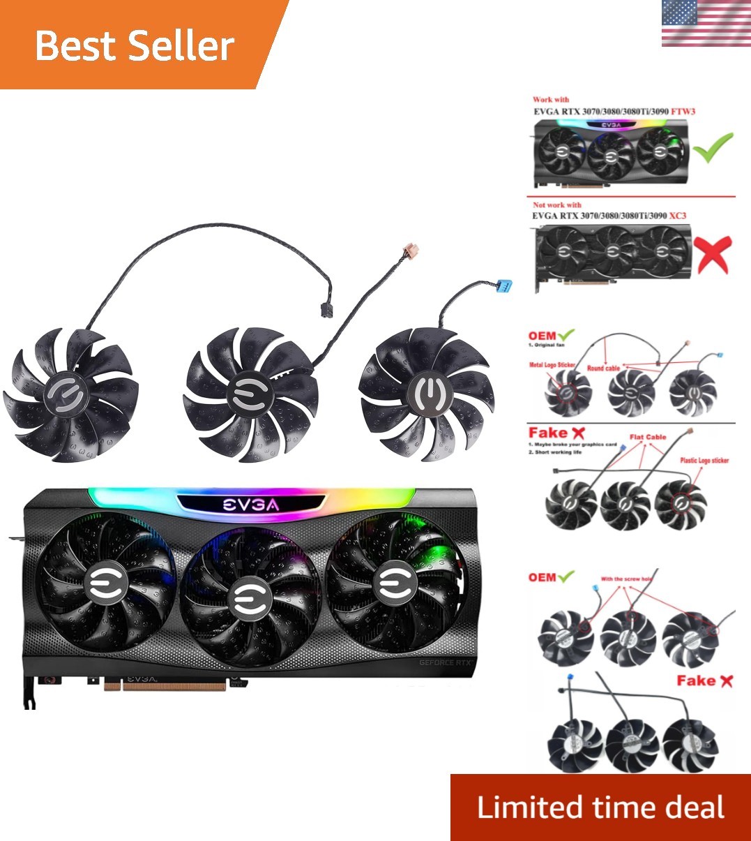 Graphics Card Fan Replacement for EVGA RTX 3070 3080 TI 3090 Ultra GPU Coolin...