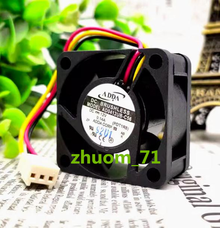 1PC ADDA AD0412UB-C56 4020 4cm 12V 0.14A Double ball three wire cooling fan