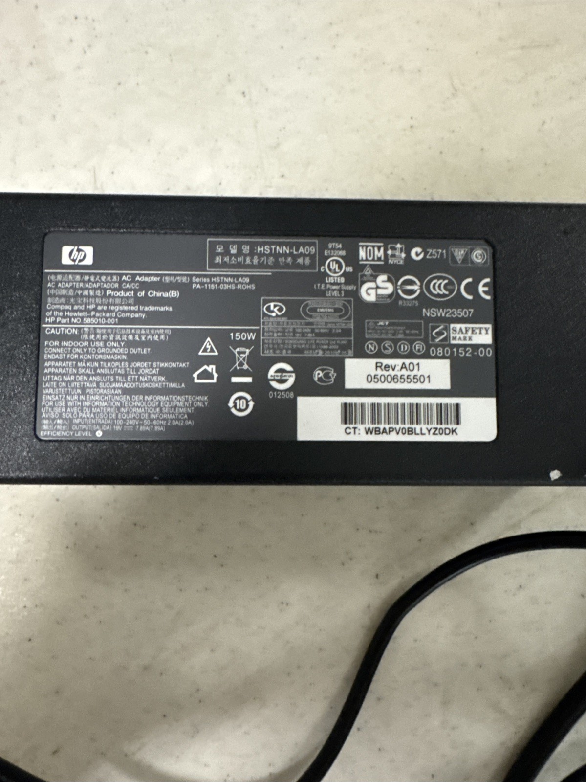 Genuine Original HP 150W AC Adapter HSTNN-LA09 463954-001 519333-001 PA-1151-03