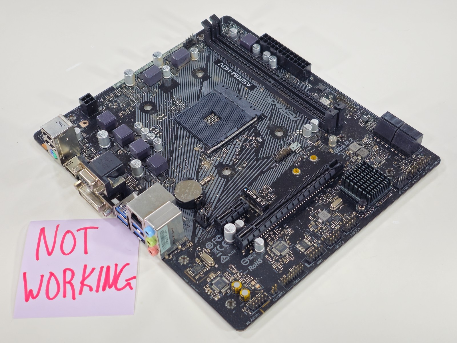 [NOT WORKING] ASRock A520M-HDV AMD A520 Micro ATX DDR4 AM4 Ryzen Motherboard