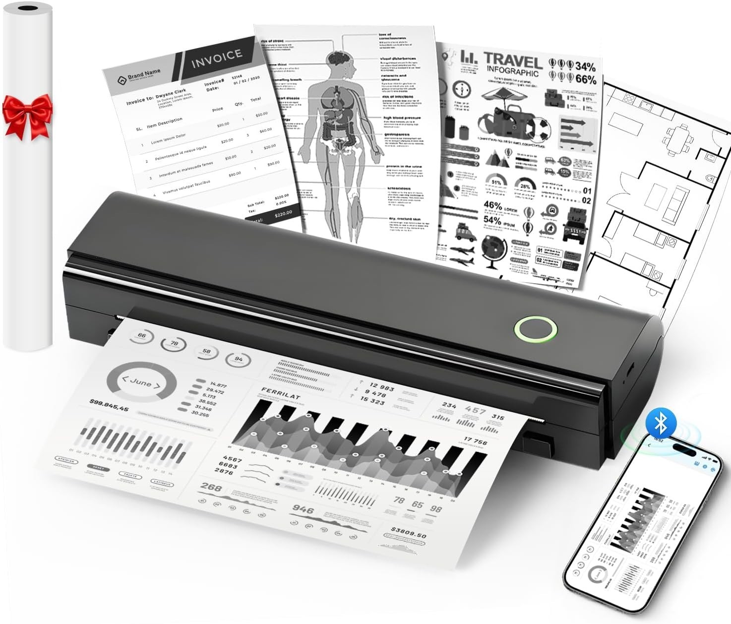 N80 Portable Bluetooth Printer: Rechargeable & Perfect for On-the-Go Printing