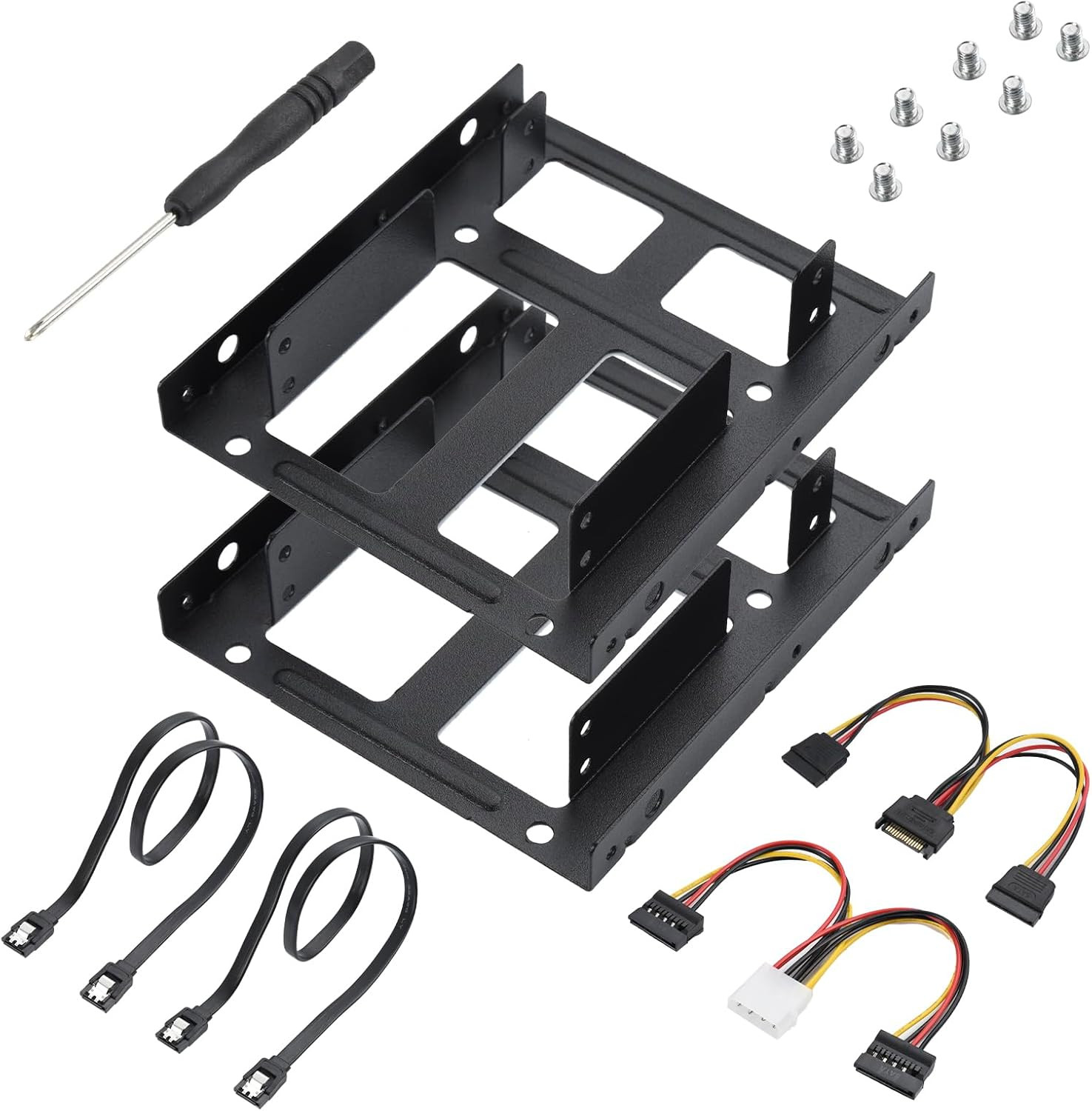 2 Pack Double-Deck SSD Mounting Bracket SSD Adapter 2.5" to 3.5" Hard Drive