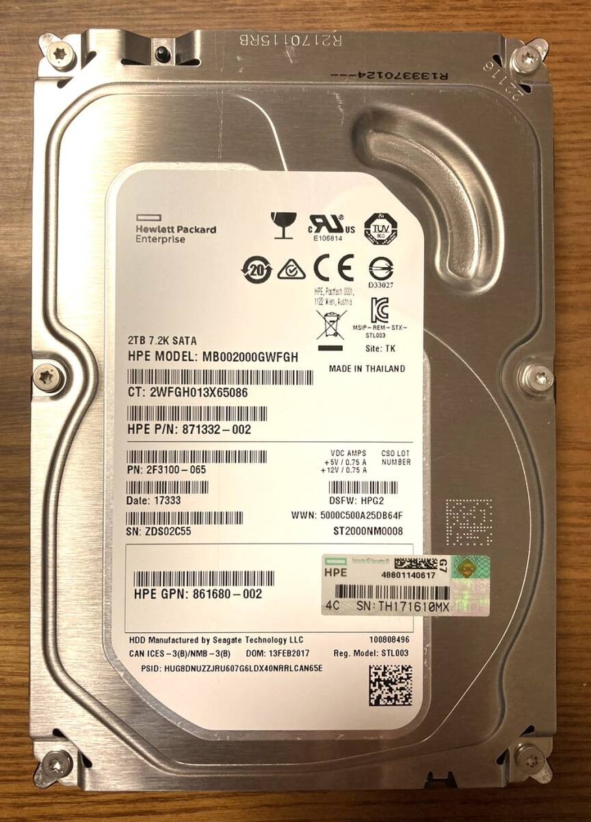 [Excellent condition] Seagate Enterprise Capacity 3.5 Series ST2000NM0008 3.5-in