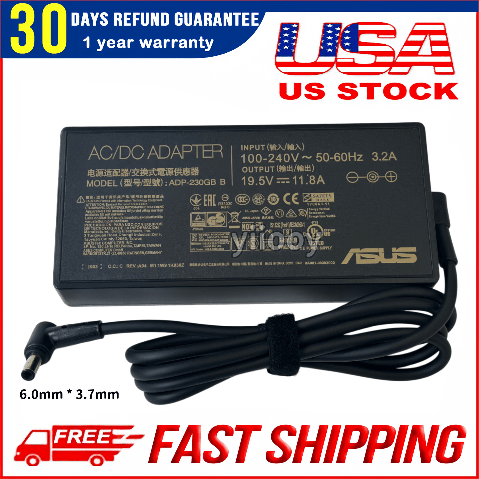 Genuine ADP-230GB B 230W Charger 19.5V 11.8A for ASUS ROG Strix GL703 GL504 GX53