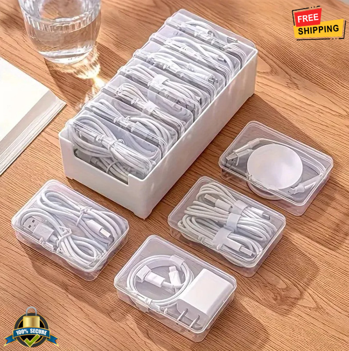 Cable Organizer Box Set Plastic Cord Storage for Office Home Device Management