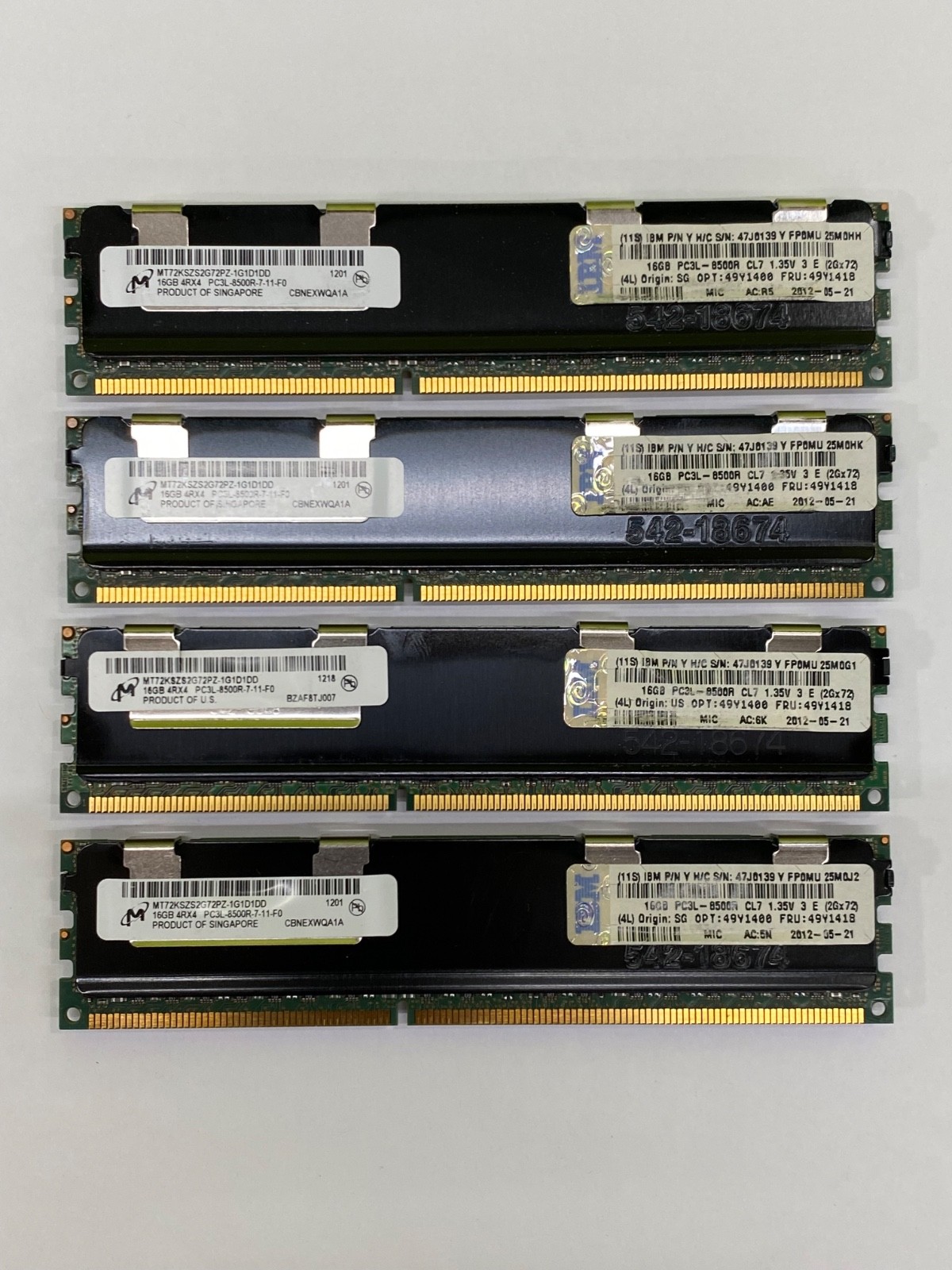 64GB 4x16GB MICRON 4Rx4 PC3L-8500R MT72KSZS2G72PZ Server Memory IBM 47J0139