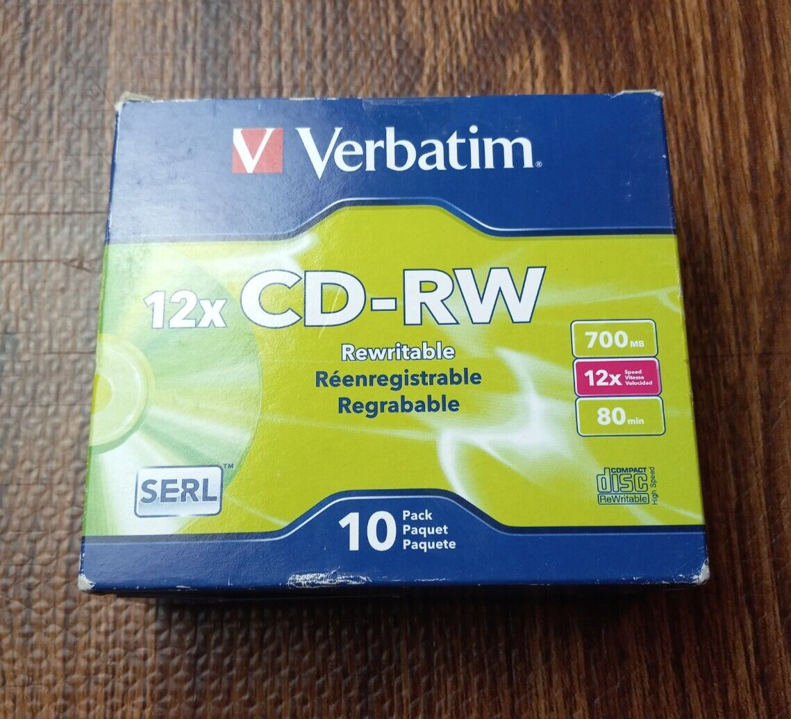 Verbatim 12X CD-RW Discs w/Slim Jewel Cases, 700MB/80min, 10 Discs (VER95156)