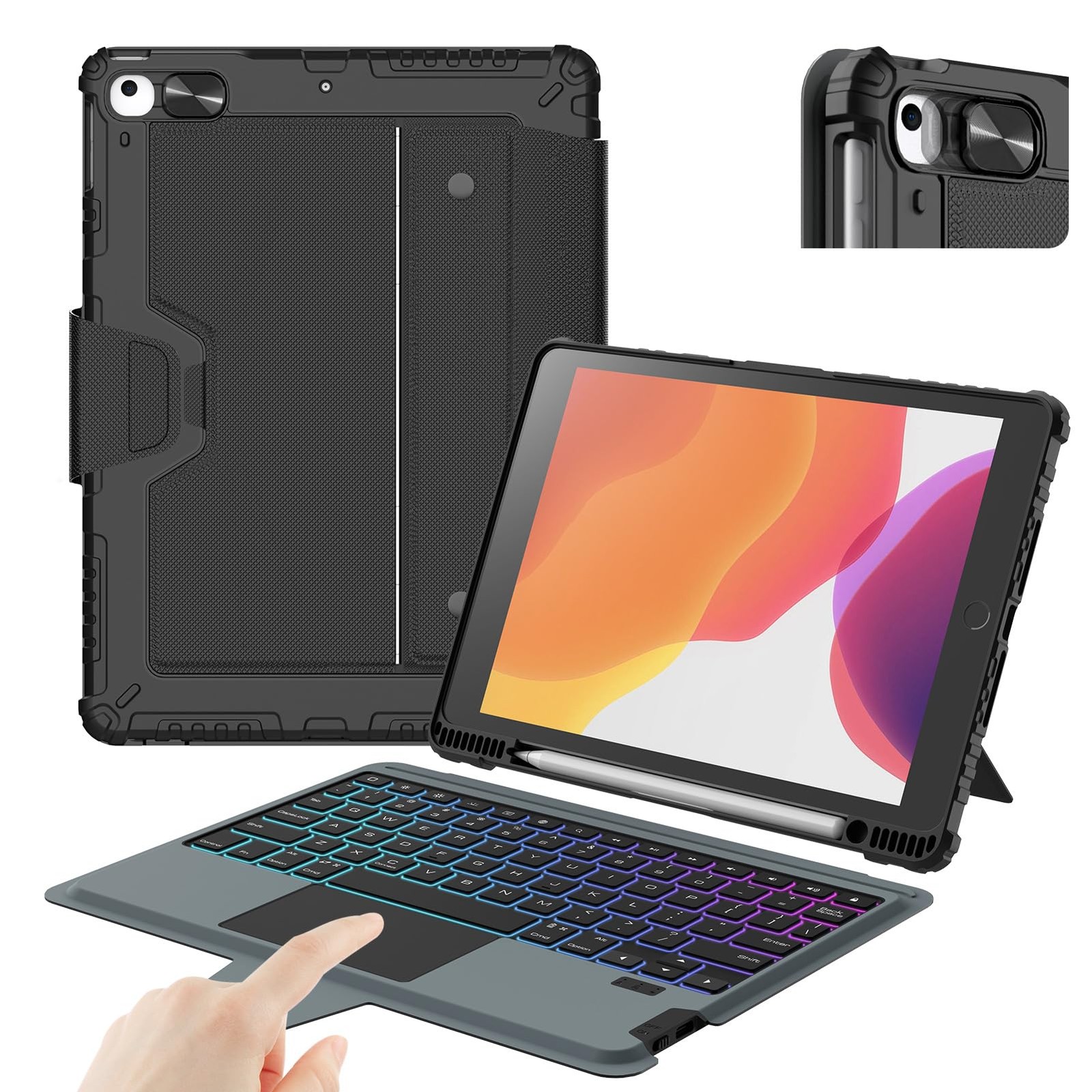Nillkin Rugged Keyboard Case iPad 9th 8th 7th Gen 10.2 Backlit Detachable