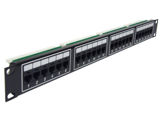 24 Port Telco Patch Panel, 6P2C RJ-11, 1U, Voice Grade CAT3, Male Telco