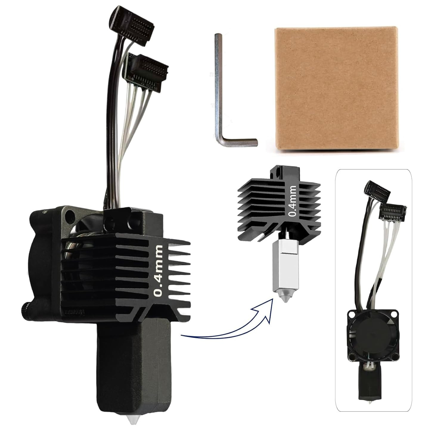 Original Bambuu Lab P1P P1S Hotend Complete Kit, 0.4MM Hardened Steel Nozzle Ful