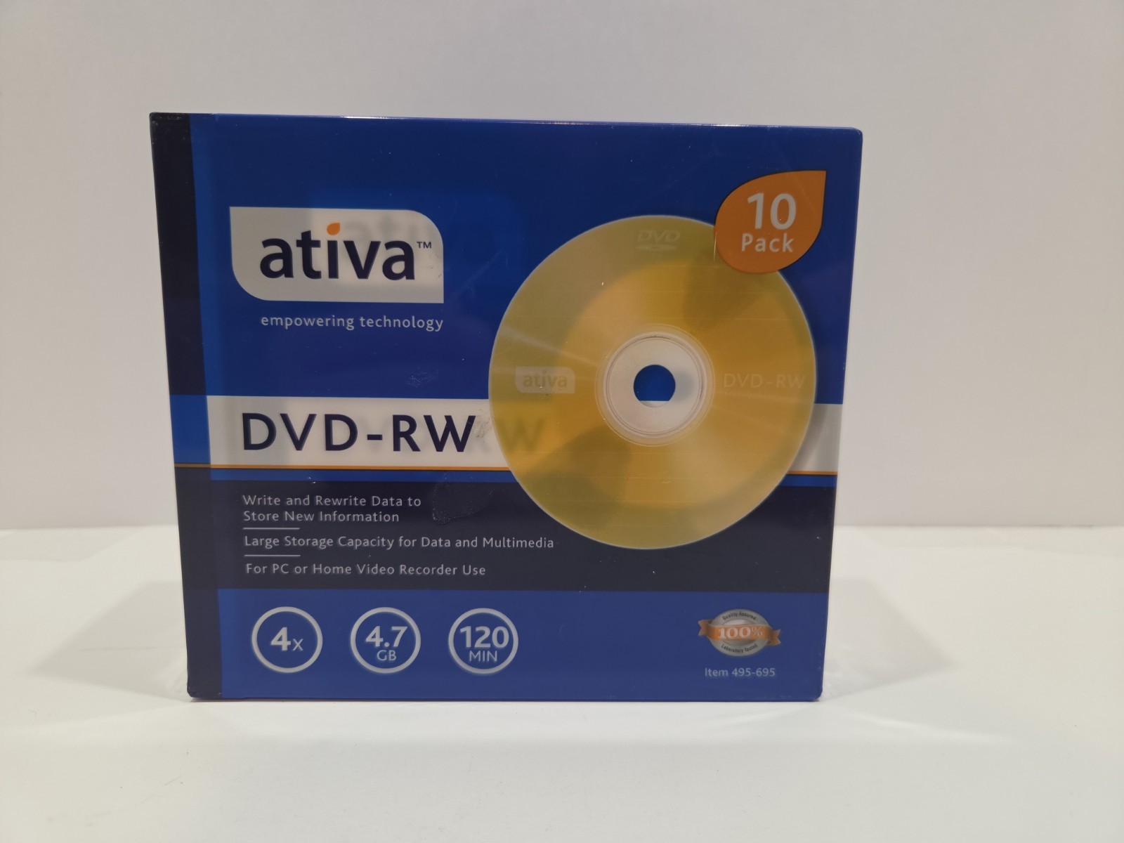 Ativa DVD-RW 10 pack  4X 4.7 GB 120 Minutes Write & Rewrite New Sealed