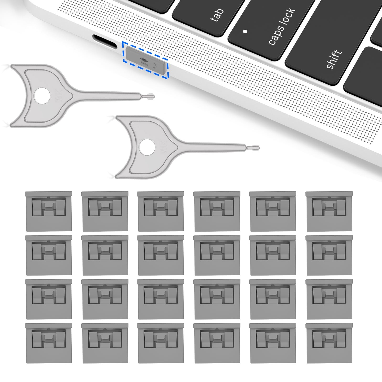 24-Pack USB-A Port Blockers with 2 Keys, Removable Physical Security Locks,An...