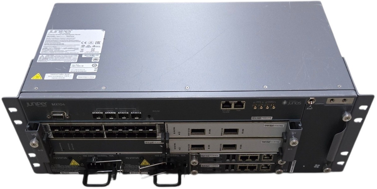 Juniper MX104 Router with MIC-3D-20GE-SFP, 2x Routing Engines and Dual AC Power