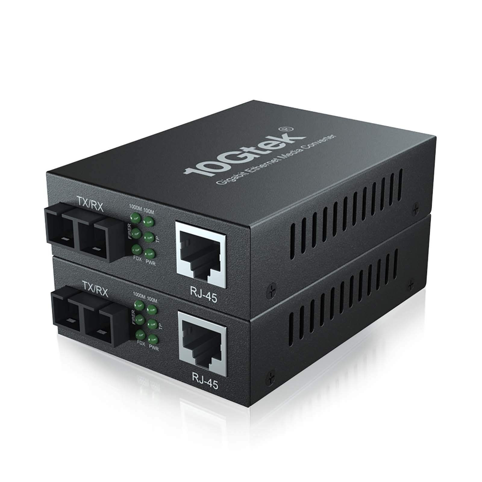 10Gtek Gigabit SingleMode Fiber to Ethernet Media Converter, Dual SC Fiber, 1...