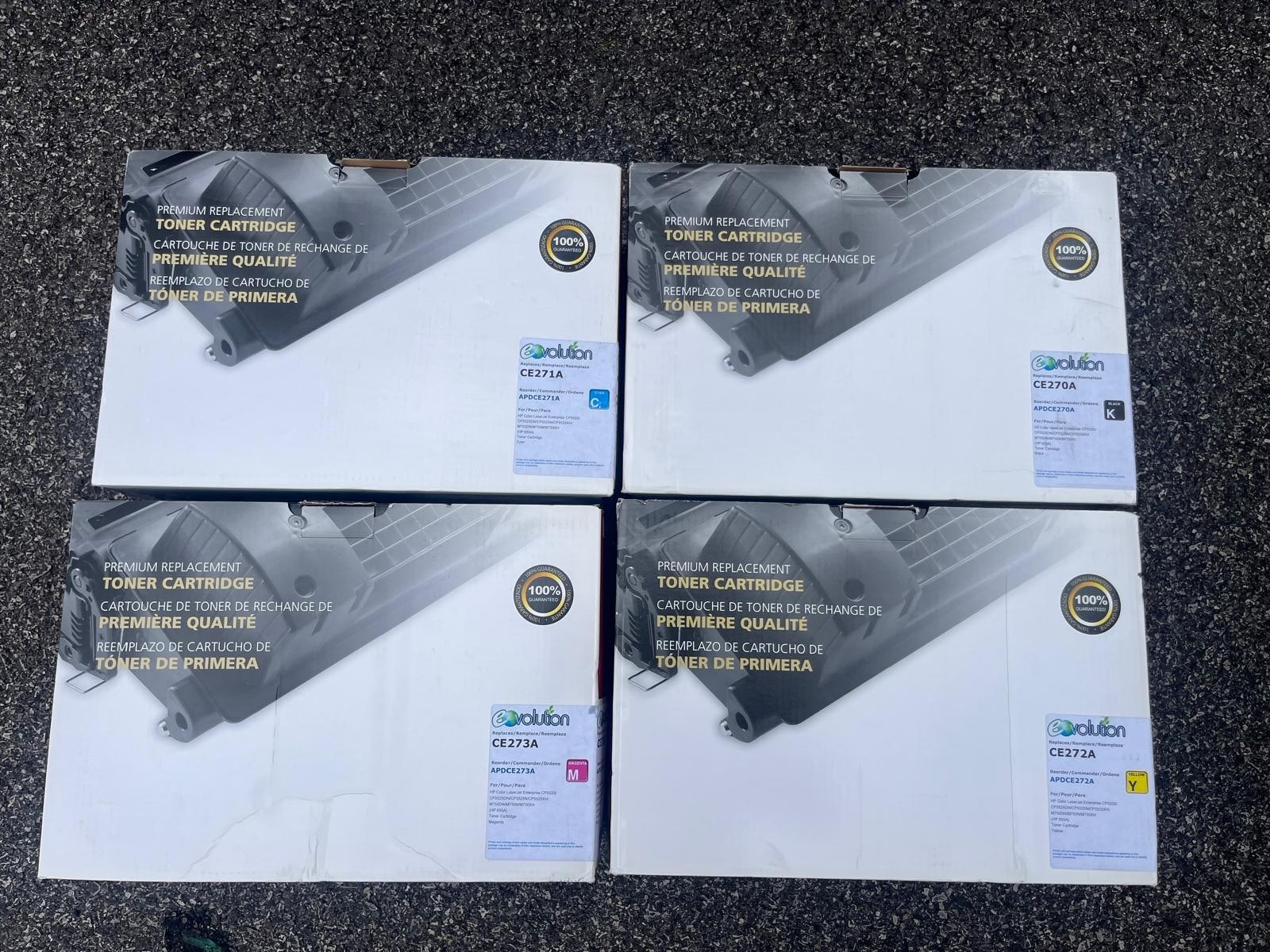 650A CE270A CE271A CE272A CE273A Toner Replacement for HP CP5525dn M750 (4-Pack)