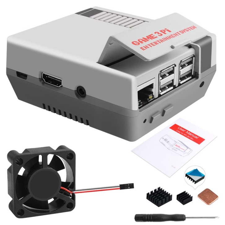 GeeekPi Case for Raspberry Pi 3B+ with Fan, Retro Gaming Nes3Pi Case with Coolin