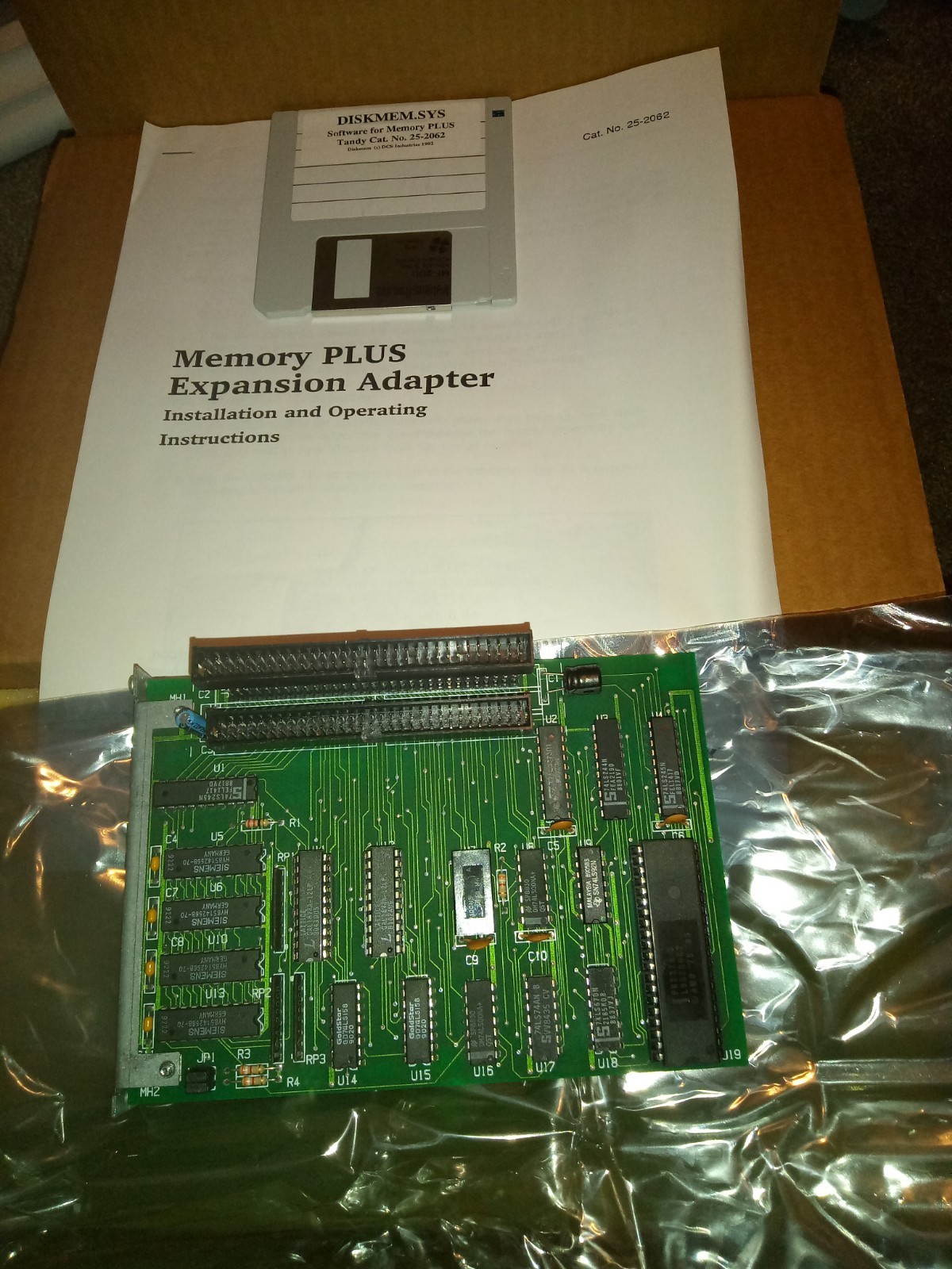 Vtg. NIB Tandy 512k Memory PLUS Adapter Cat. No. 25-2062 for Tandy 1000 EX/HX.