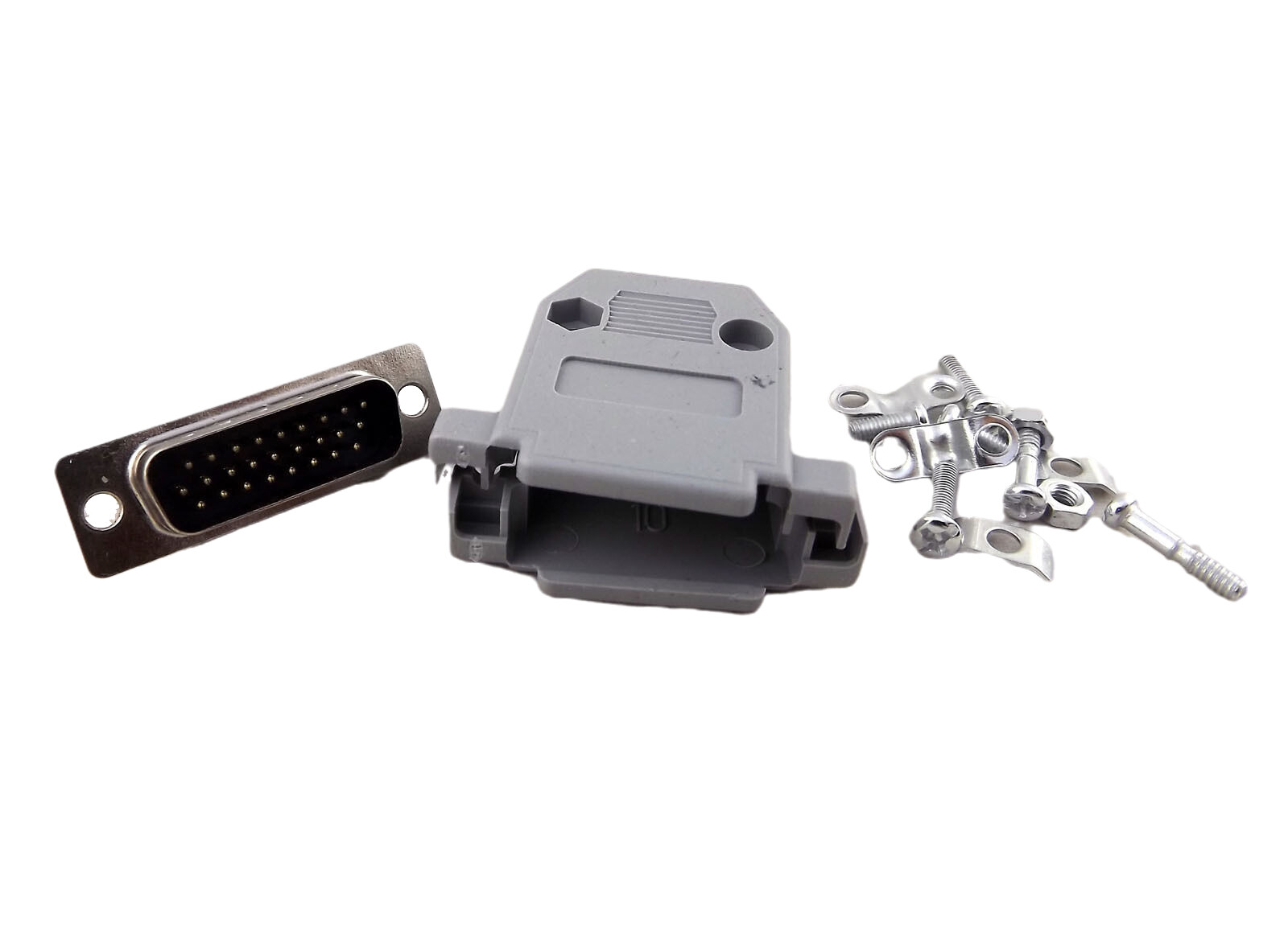 10pcs DB26 Male Plug 26 Pin 3 Rows D-Sub Connector Plastic Hood Cover Backshell