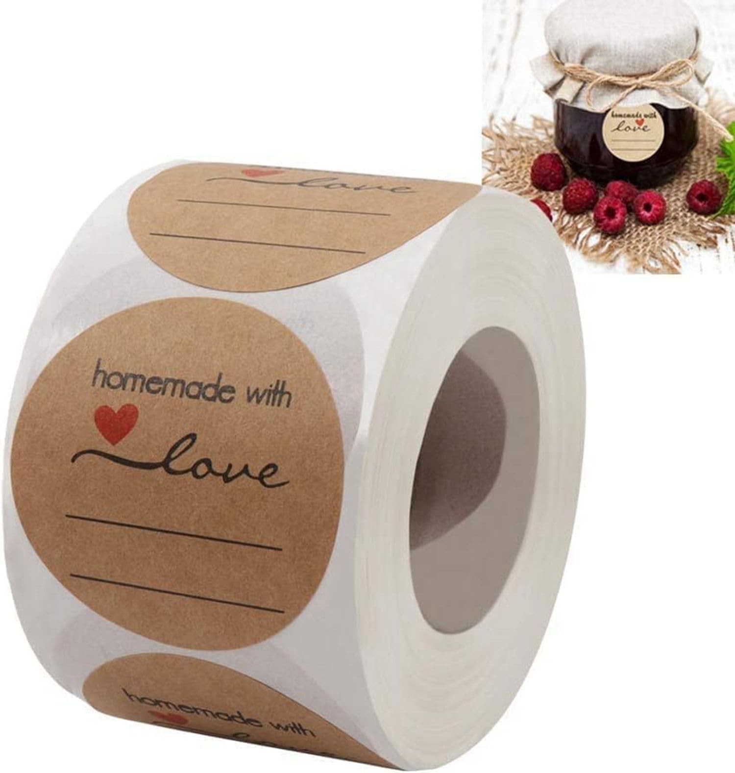 500 Kraft Jar Labels, 2 Inch Round Canning Labels for Jars, Jam & Jelly