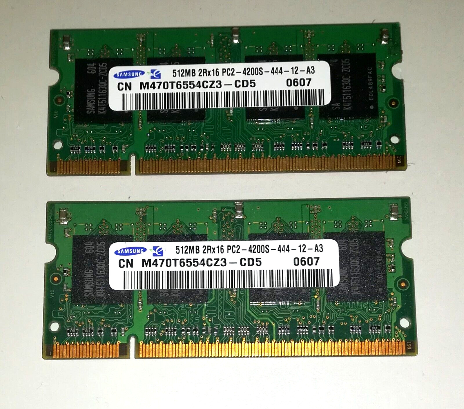 1GB SAMSUNG DDR2 KIT 2 X512MB 2rX 16 PC2 4200S 444 -12-A3
