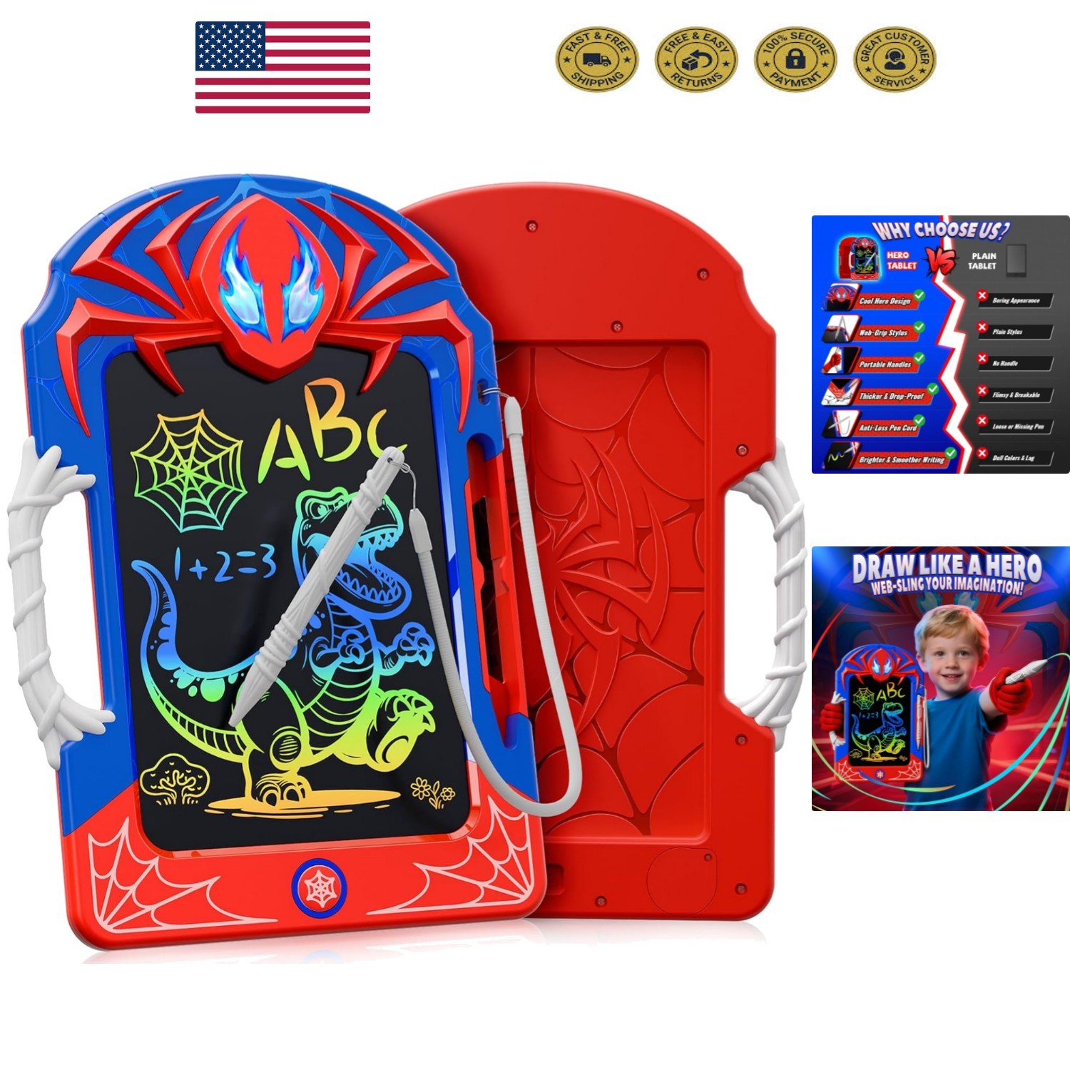 Creative Red and Blue Writing Tablet – Fun Doodle Board for Kids Ages 3-12