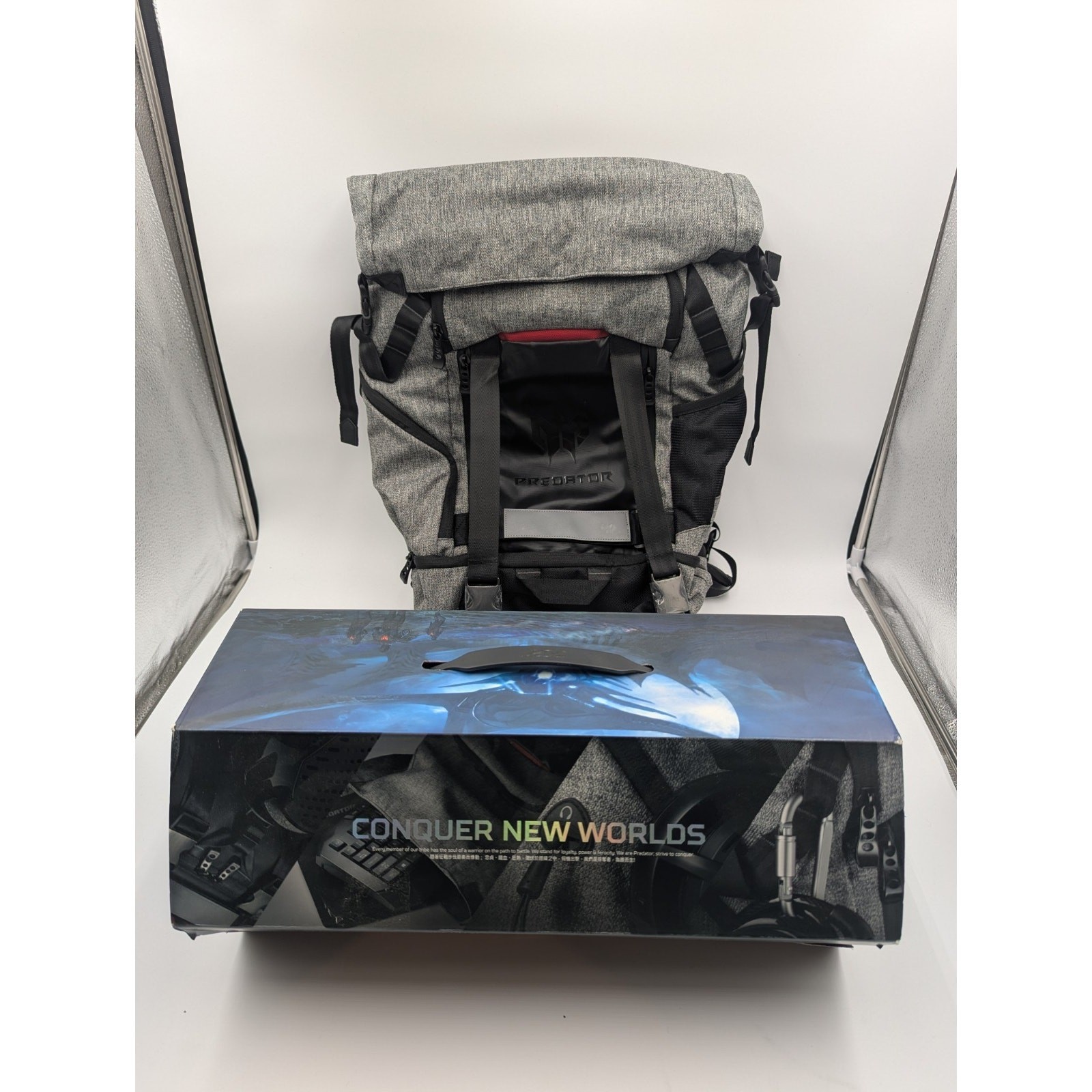 Genuine Acer Predator 15 Gaming Rolltop Backpack Water Resistant Padded Grey NEW