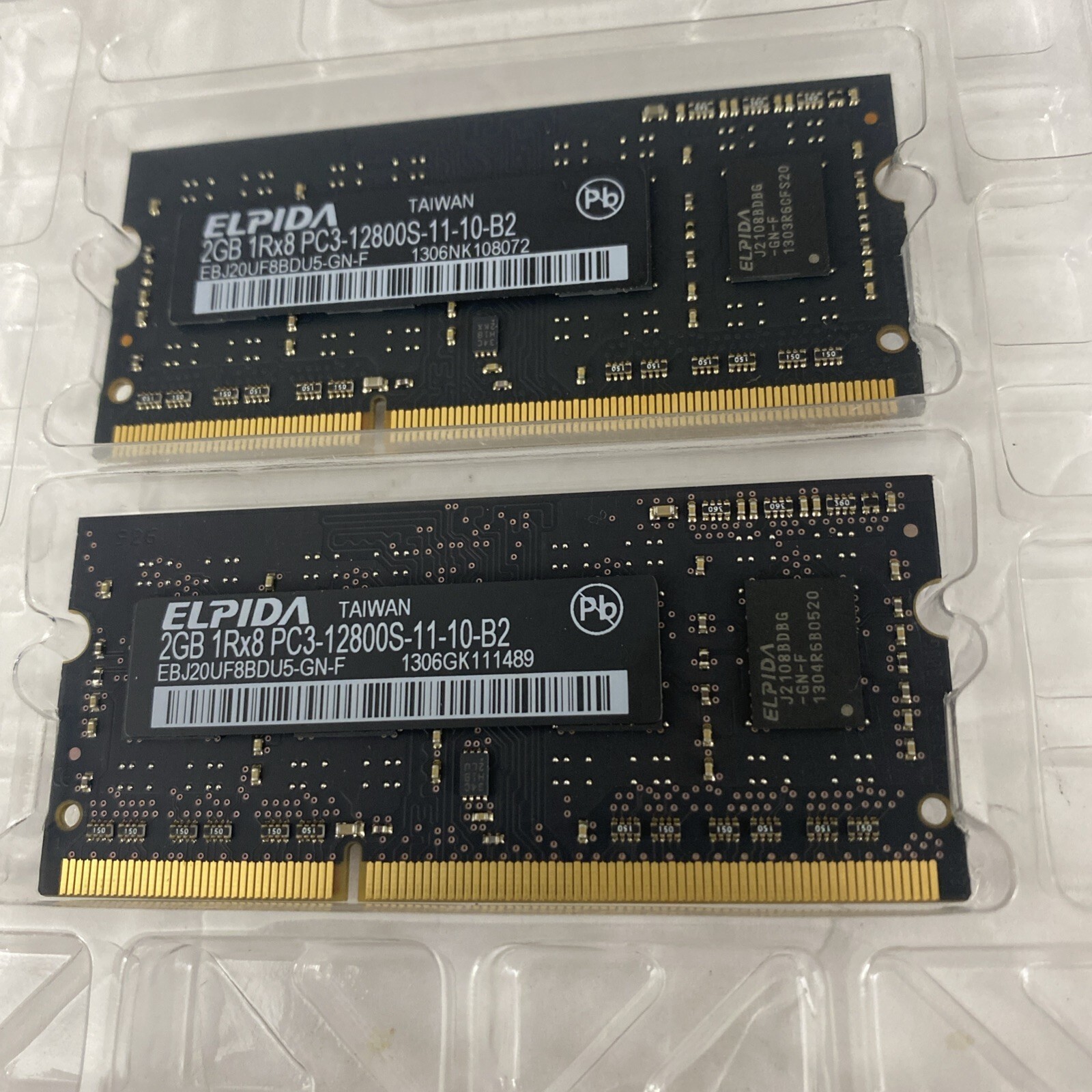 Apple ELPIDA 1Rx8 PC3-12800S-11-10-B2 LOT OF 2 - Tested