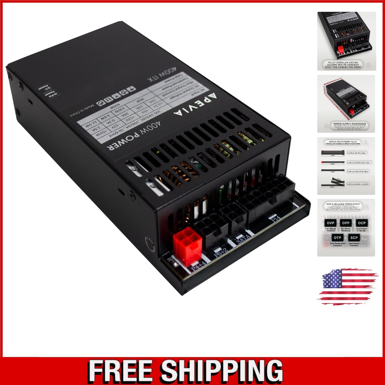 400W Fully Modular Mini ITX/Flex ATX Power Supply for Efficient Gaming Systems
