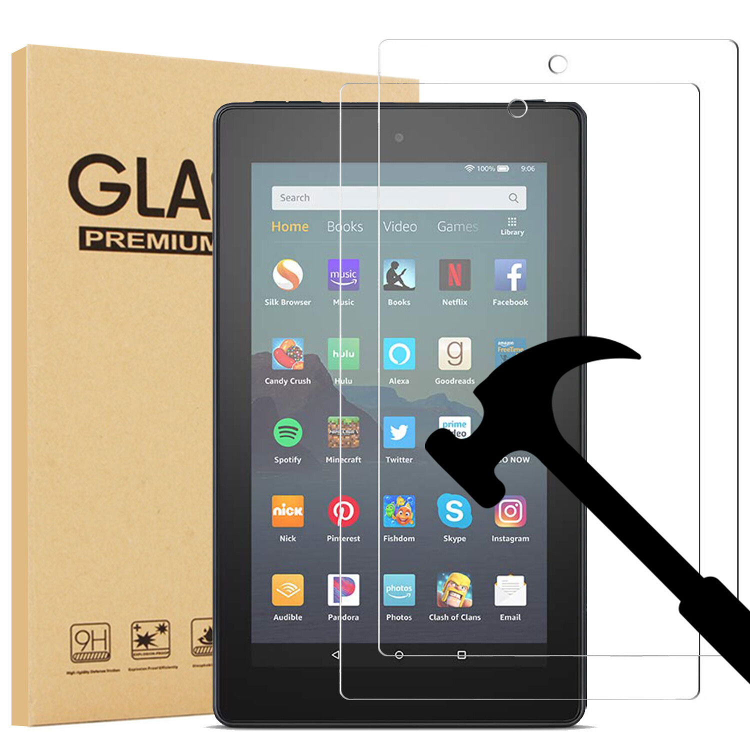 2 Pack Tempered Screen Protector For Amazon Kindle Fire 7"/ HD 8"/ HD 10" Tablet