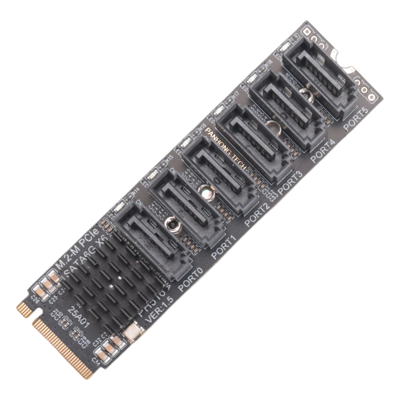 M.2 MKEY PCI-E Riser Card M.2 NVME To SATA3.0 PCIE To  6Gpbsx6-Port2931