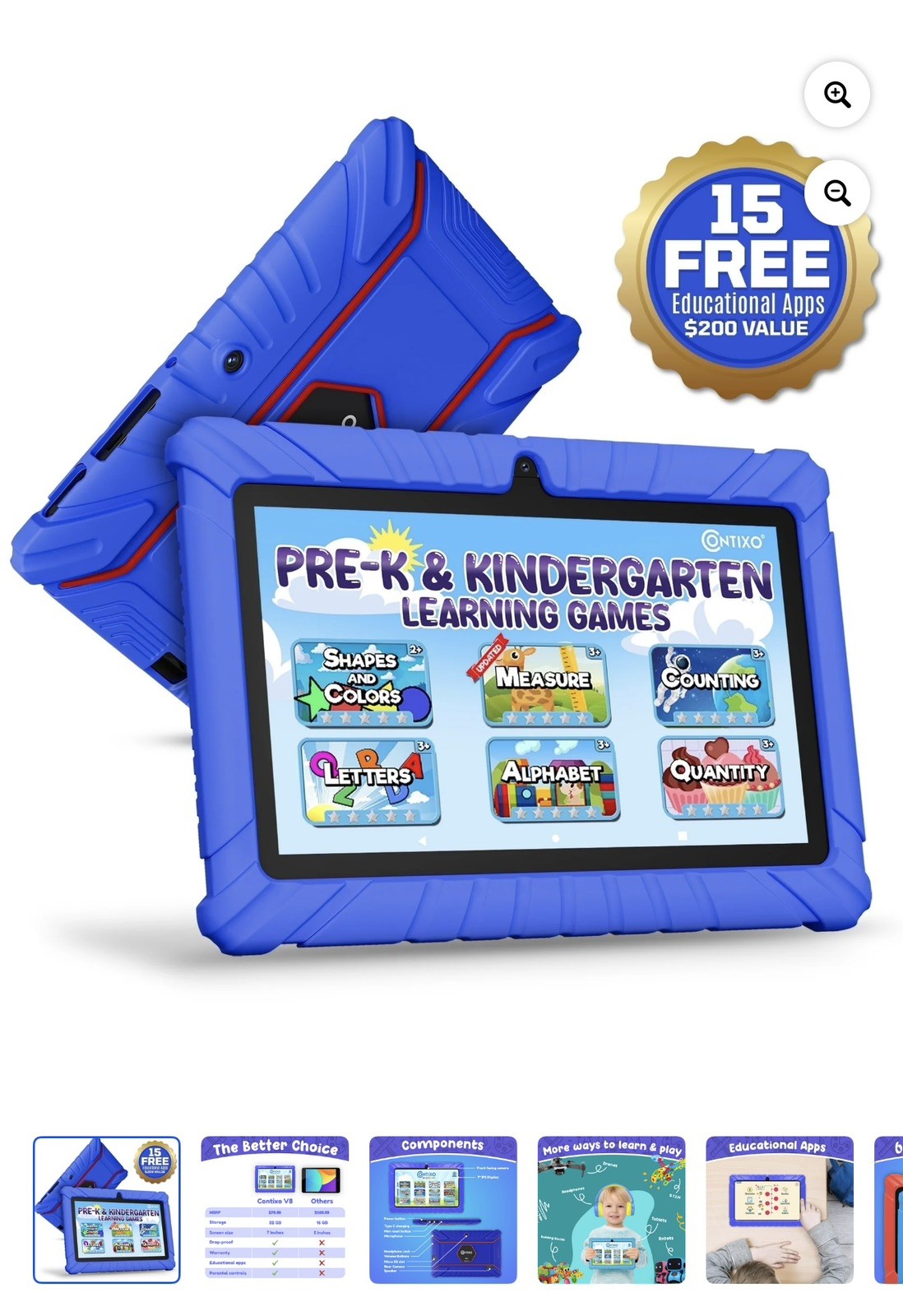 Contixo 7 Kids Tablet Model 2025 Ages 3-7 Contixo Academy Tablet