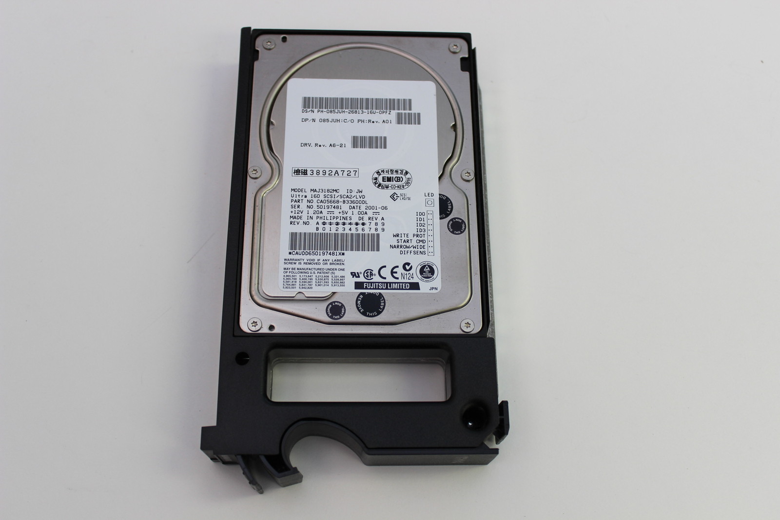 DELL 85JUH 18GB 3.5 ULTRA 160 SCSI SCA2 HARD DRIVE WITH TRAY FUJITSU MAJ3182MC
