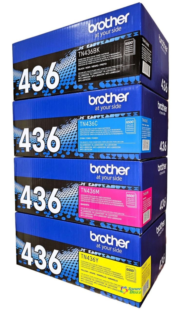 Brother TN436 Black/Yellow/Cyan/Magenta 4-Color Super High Yield Toner Cartridge