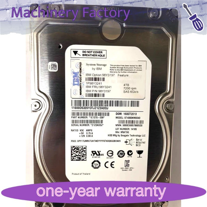 IBM XIV 4TB 7.2K RPM SAS 6Gb 98Y3197 98Y3241 0986650-03 00D5320 Hard Drive HDD
