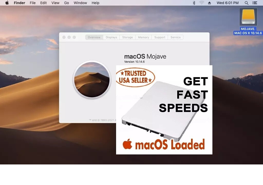 Mac OS Mojave 10.14.6 Preinstalled 1TB 2.5" SSD | For MacBook, iMac, Mac Pro