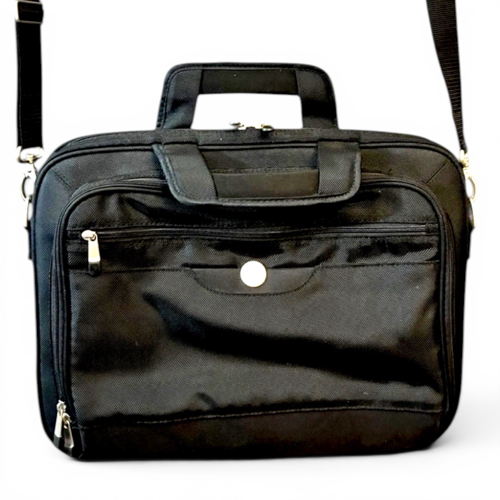 Dell Black Laptop Briefcase Messenger Shoulder Bag Case Padded Multi Pocket