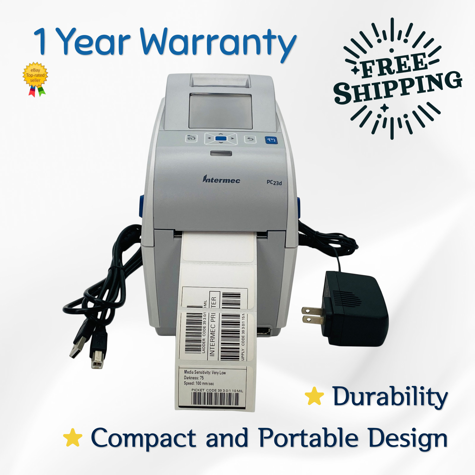 Refurbished Intermec PC23d Compact Desktop Direct Thermal Label Printer, 203 DPI