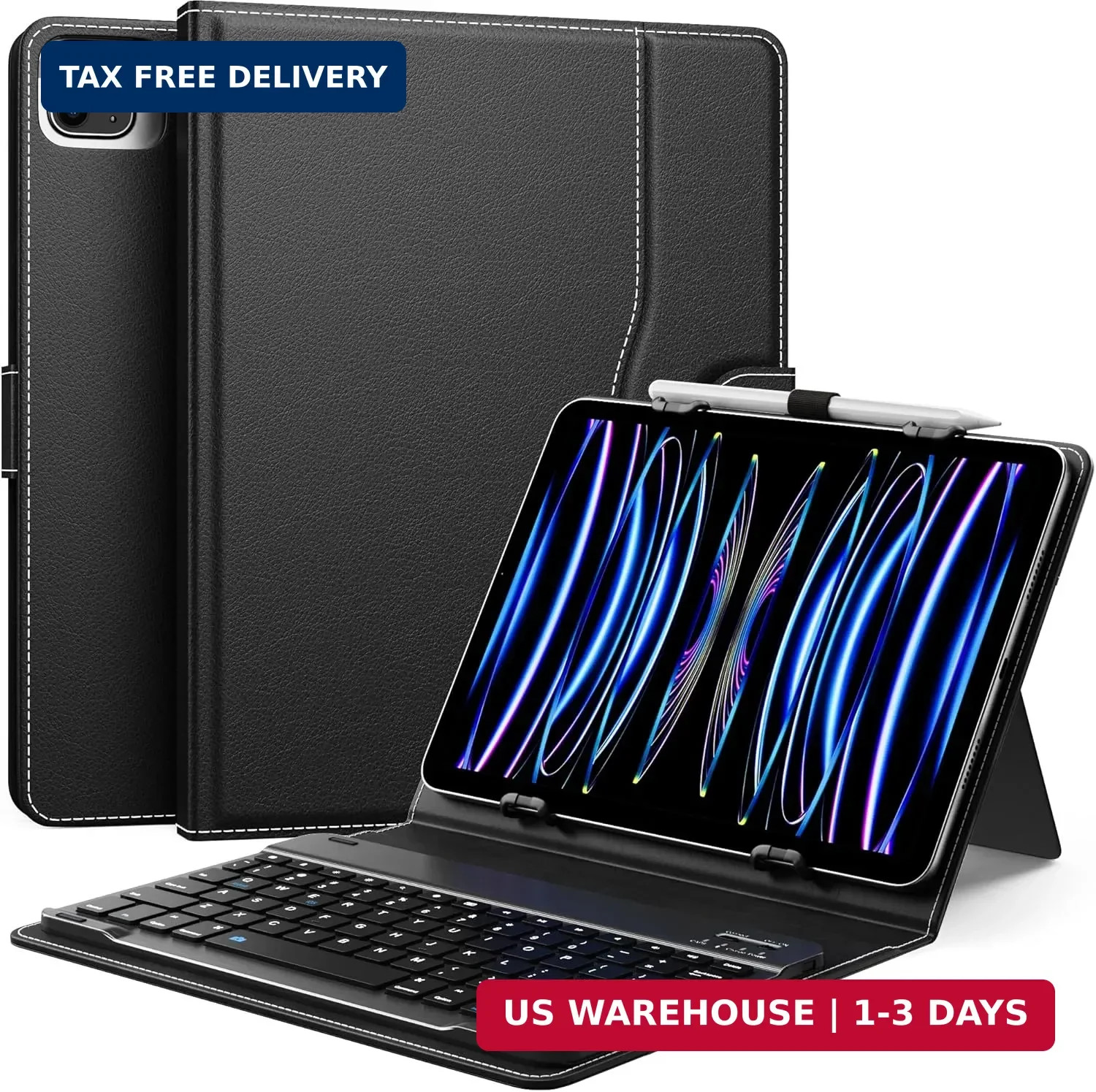 Universal QWERTY Keyboard Case Fit 9-11 Inch Tablets,Black